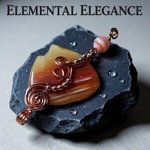 Rustic yet Elegant Contrasting Elements! Tough Banded Agate - Sleek Copper Wrap